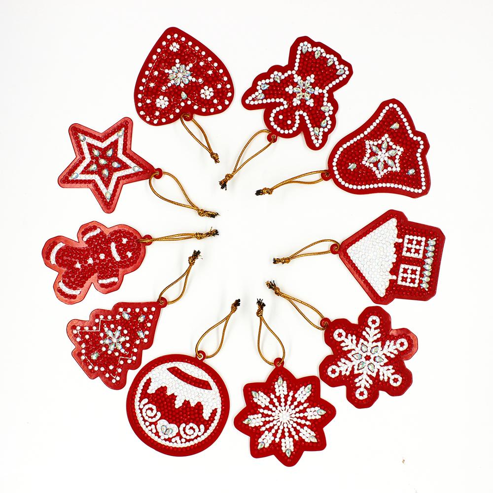 Set of 10 Christmas Pendant or Gift Tag | Diamond Painting