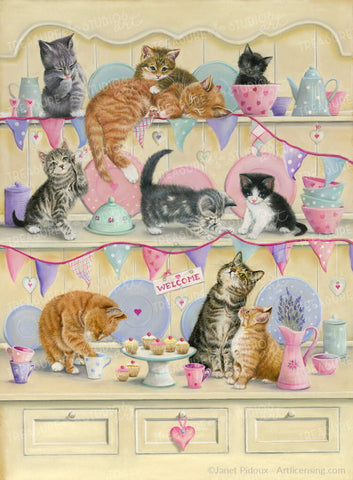 Kittens on Dresser by Janet Pidoux | Diamond Painting