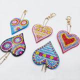 Set of 5 Hearts | Key Chains | Diamond Painting - Treasure Studios Art
