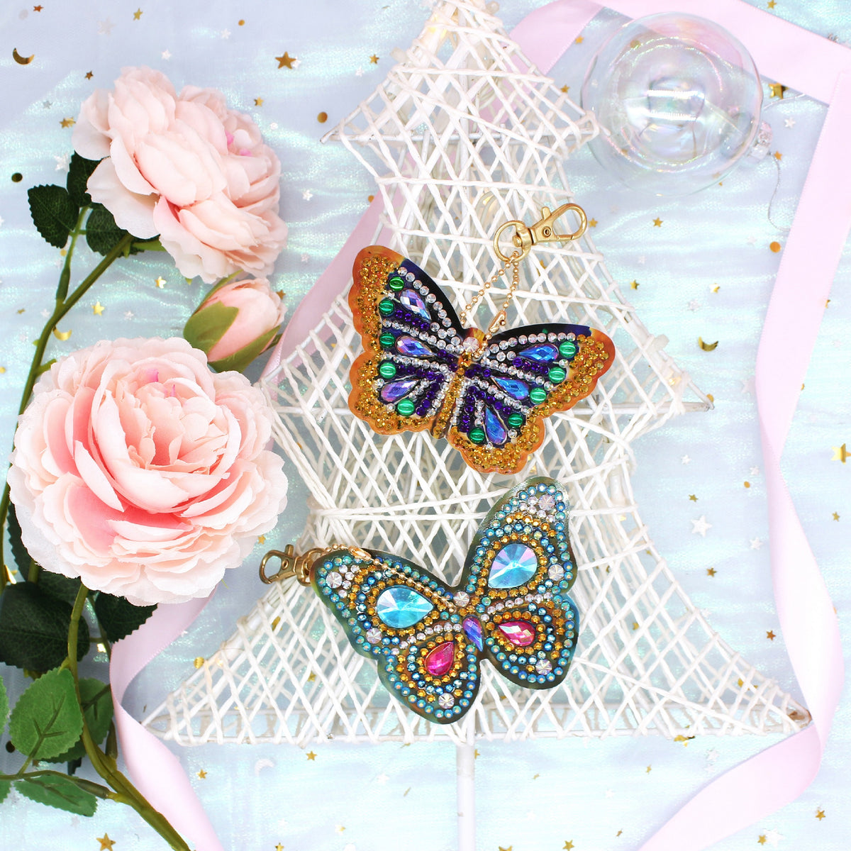 Set of 6 Butterflies | Key Chains | Diamond Painting – Treasure Studios Art