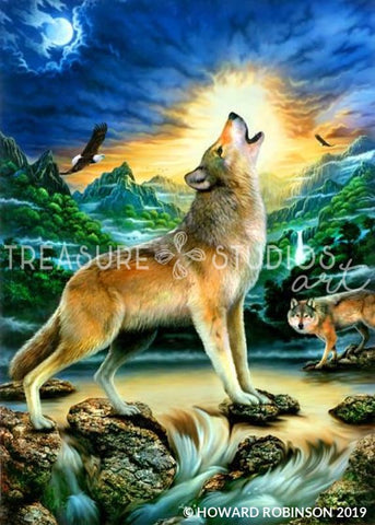 Howling Wolf by Howard Robinson | Diamond Painting - Treasure Studios Art