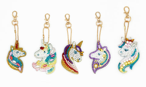 Set of 5 Unicorns | Key Chains | Diamond Painting - Treasure Studios Art
