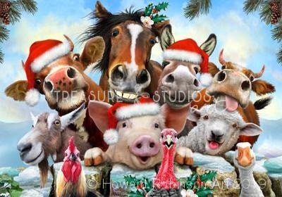 Farm Christmas Selfie : by Howard Robinson | Diamond Painting - Treasure Studios Art