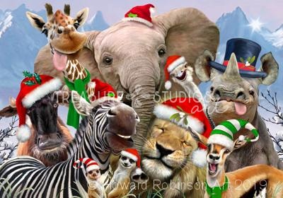 Africa Christmas Selfie : by Howard Robinson | Diamond Painting - Treasure Studios Art
