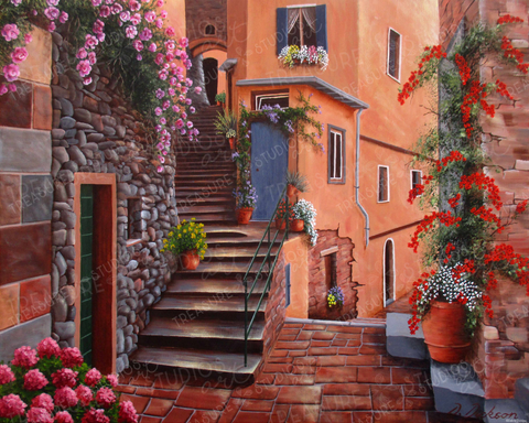 Back streets Vernazza, Italy by Debra Dickson | Diamond Painting