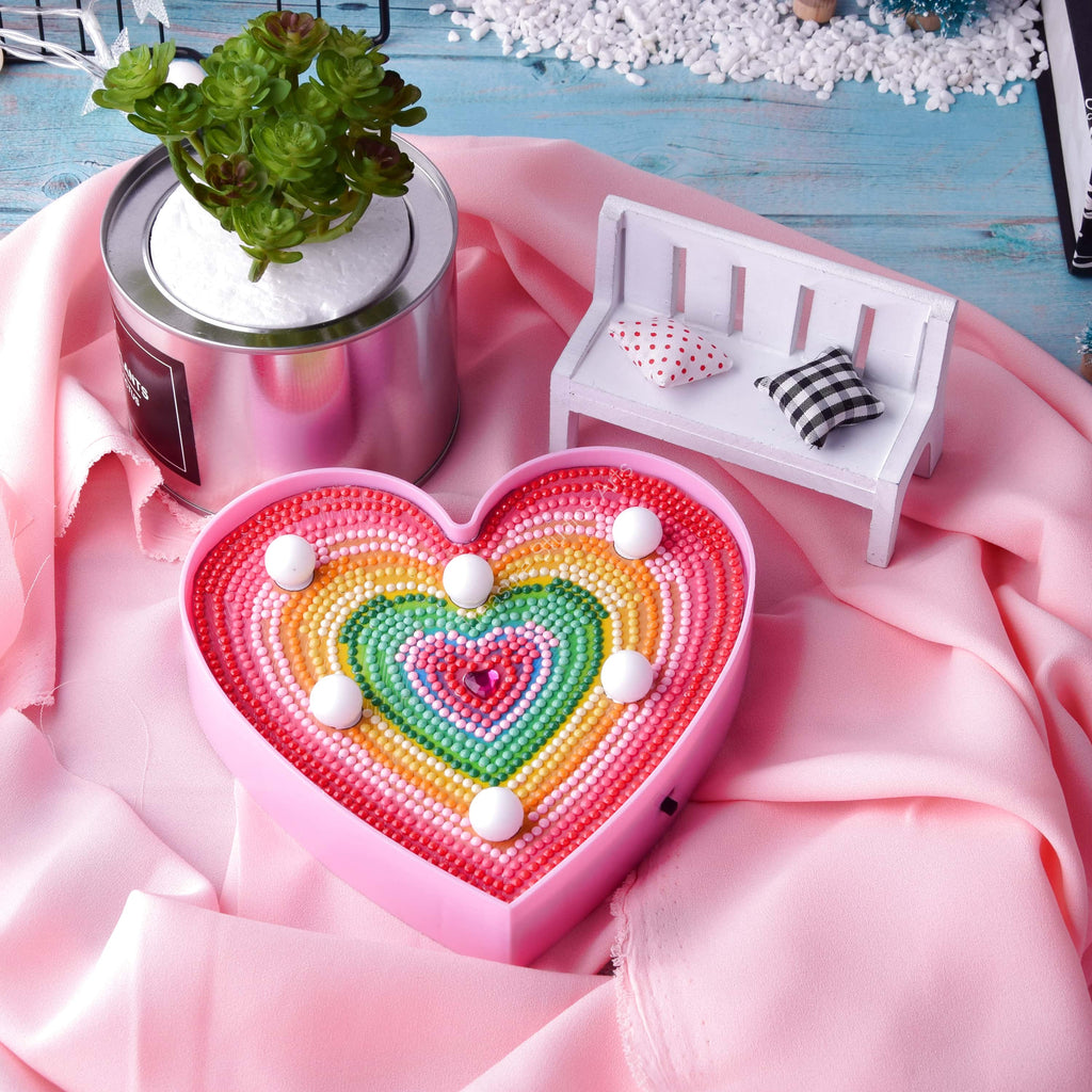 Heart Rainbow LED Light Diamond Painting Treasure Studios Art