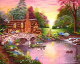 Fishing by the Footbridge by Debra Dickson | Diamond Painting