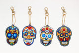 Set of 4 Sugar Skulls | Key Chains | Diamond Painting - Treasure Studios Art