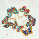Set of 6  Butterflies | Key Chains | Diamond Painting - Treasure Studios Art