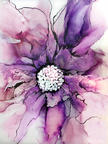 Pink Ink Flower by Ruth West | Diamond Painting