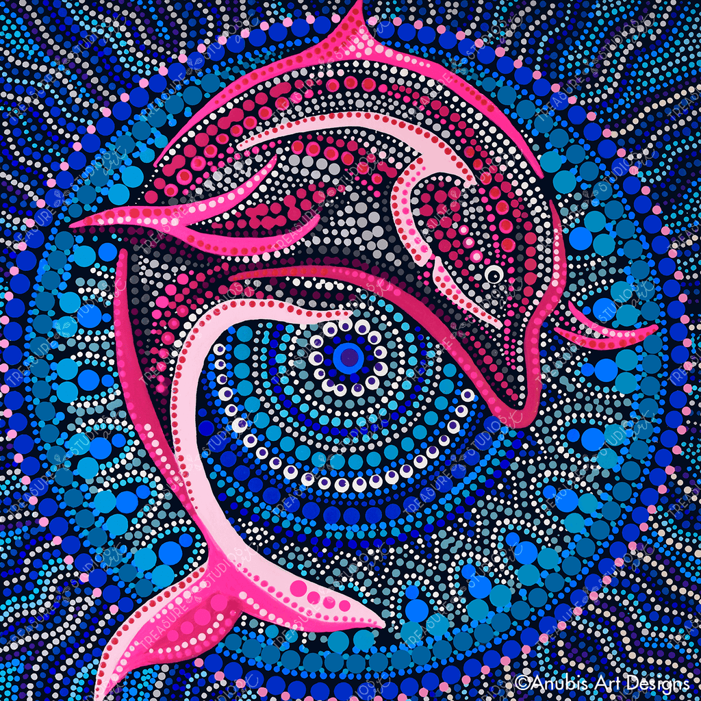 Pink Dolphin y by Deborah Malcolm Art  Diamond Painting – Treasure Studios  Art