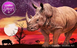 African Rhino Sunset  | SIGNATURE Design |  Diamond Painting - Treasure Studios Art