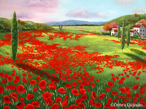 Tuscan Poppy Fields by Debra Dickson | Diamond Painting