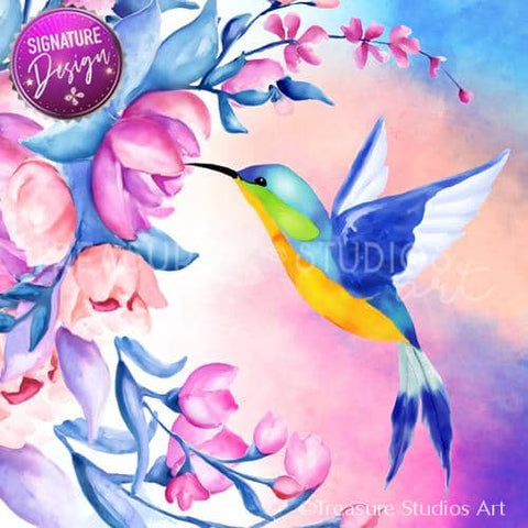 Watercolor Hummingbird  | SIGNATURE Design |  Diamond Painting - Treasure Studios Art