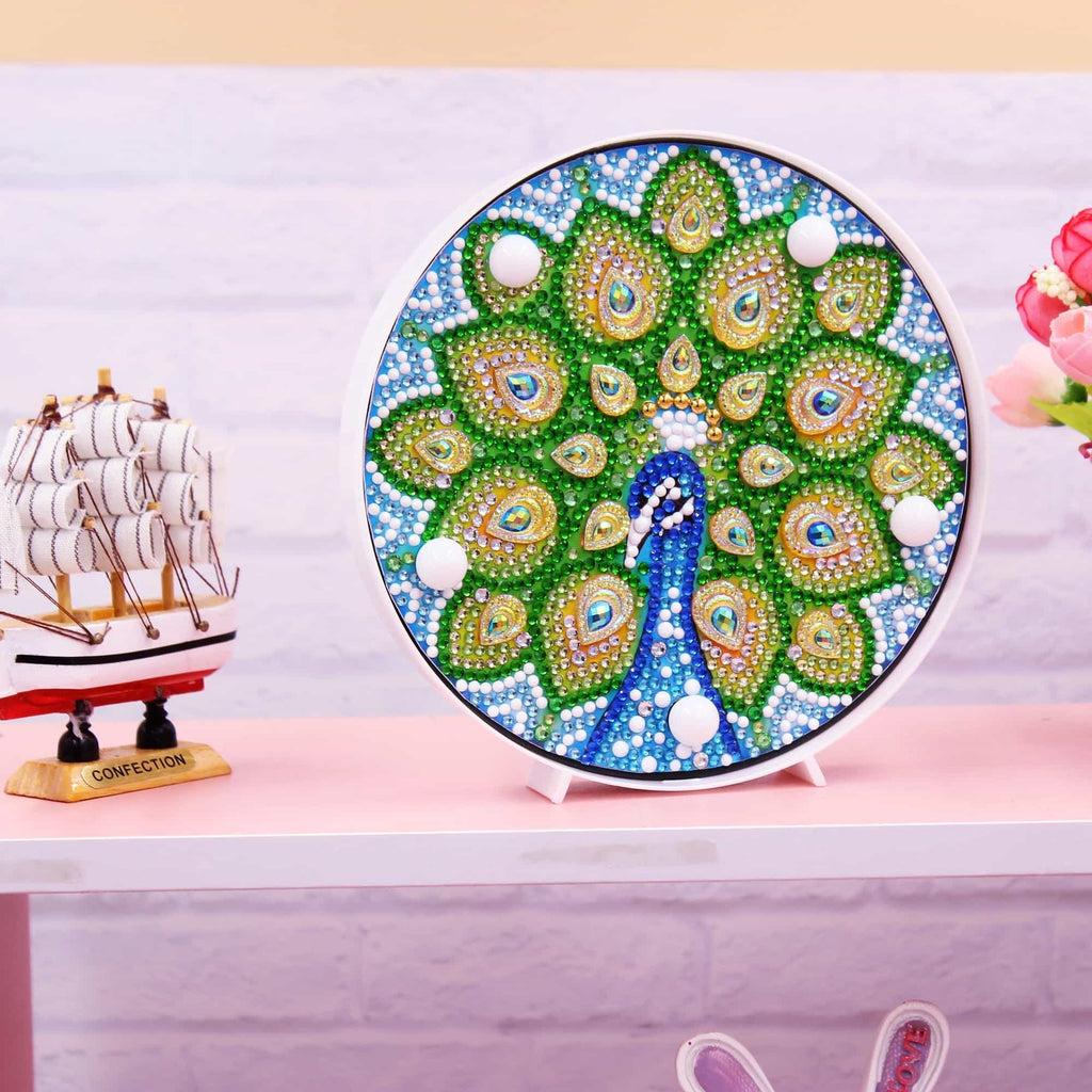 Peacock LED Light Diamond Painting Treasure Studios Art