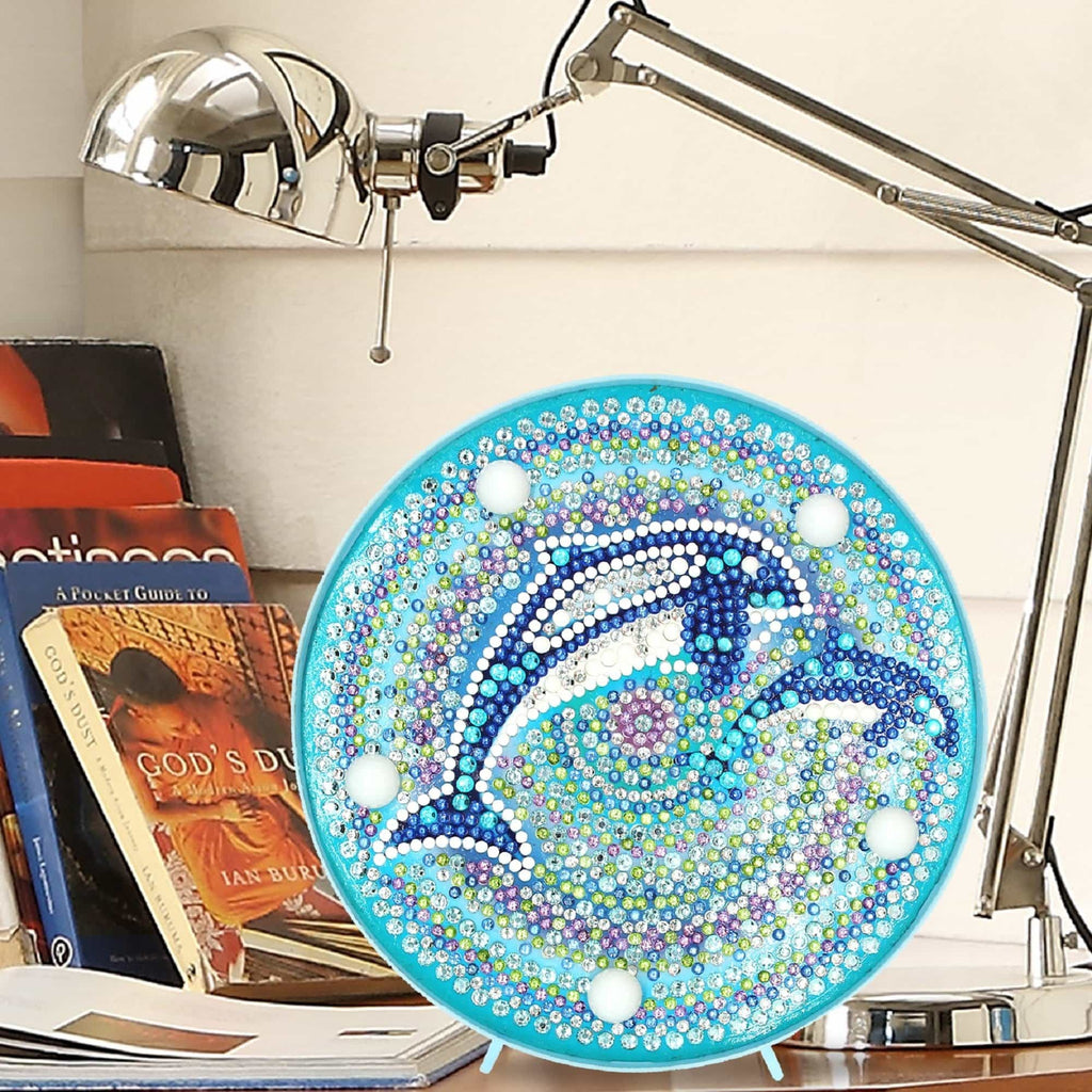 Dolphins LED Light Diamond Painting Treasure Studios Art