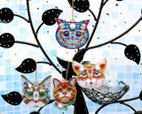 Set of 4 Cats | Key Chains | Diamond Painting - Treasure Studios Art