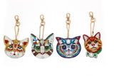 Set of 4 Cats | Key Chains | Diamond Painting - Treasure Studios Art