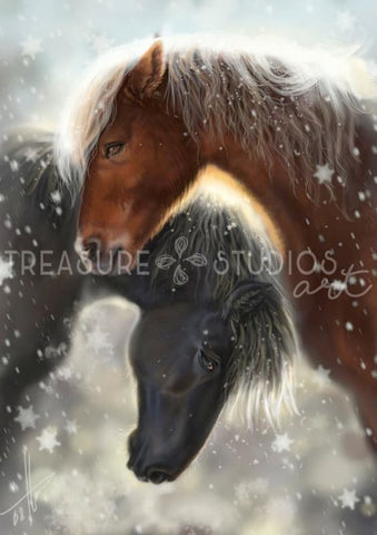 Iceland Horses by Polina Bivsheva | Diamond Painting - Treasure Studios Art